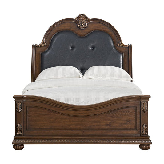 Picket House Furnishings - Concerto Queen UPH Bed with Black PU in Brown - B-18710-5-QB view 2