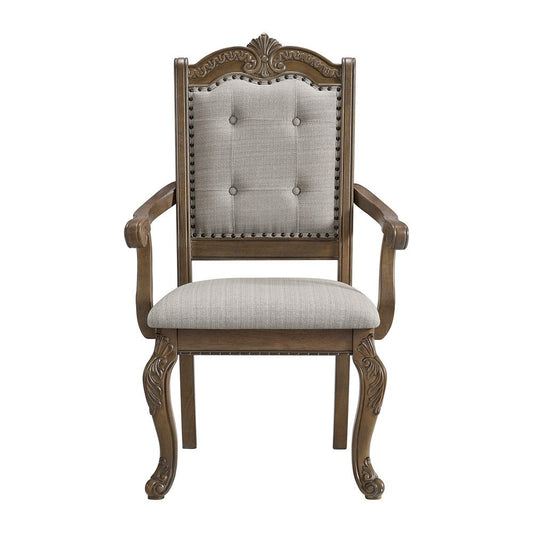 Picket House Furnishings - Denali Dining Arm Chair with Beige Fabric in Walnut (2 Per Carton) - D-10460-5-AC veiw 2