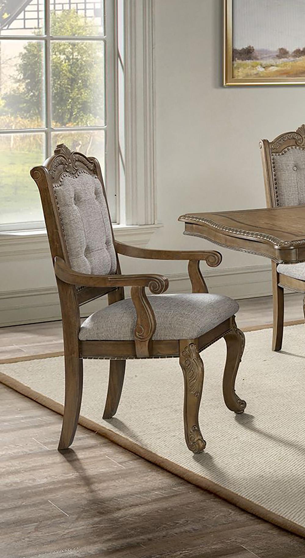 Picket House Furnishings - Denali Dining Arm Chair with Beige Fabric in Walnut (2 Per Carton) - D-10460-5-AC veiw 3