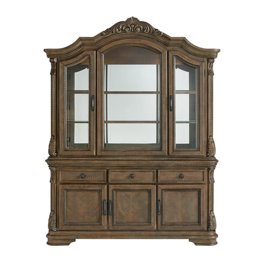 Picket House Furnishings - Denali Server and Hutch with LED in Walnut - DA-10460-5-SVHT veiw 2