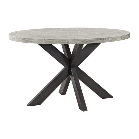 Picket House Furnishings - Edge 5PC Standard Height Dining Set in Espresso-Round Table and Four Light Grey Fabric Chairs - D-16680-5-RDT-5PC view 2
