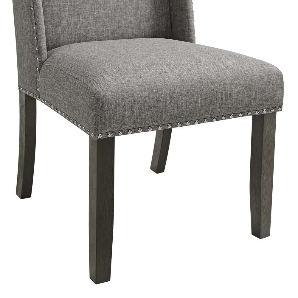 Picket House Furnishings - Eve Side Chair w/ Grey Fabric and Nail Heads in Charcoal (Set of 2) - D-4930-7-SC veiw 3