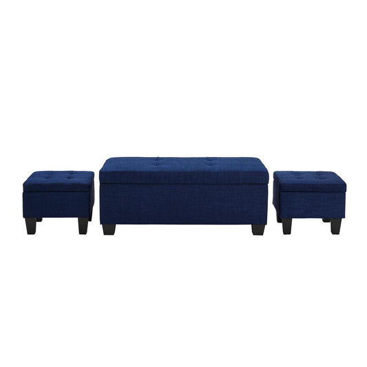Picket House Furnishings - Everett 3PK Storage Ottoman in Blue - UEH080100CA veiw 2
