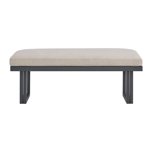 Picket House Furnishings - Fresca Dining Bench - Dark Grey and Olefin Beige - O-16230-3-BN veiw 2