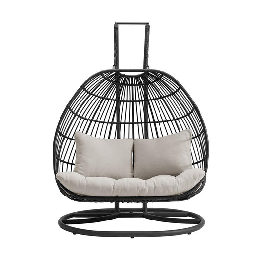 Picket House Furnishings - Fresca Double Swing Chair Complete - Dark Grey and Olefin Beige - O-16230-10311-220 veiw 2
