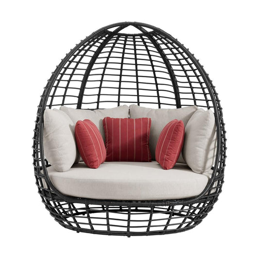Picket House Furnishings - Fresca Twin Egg Chair - Dark Grey and Olefin Beige with 3 Pillows - O-16230-10311-121 veiw 2