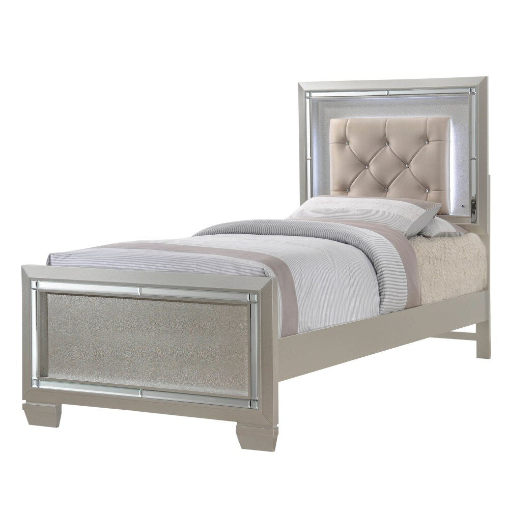 Picket House Furnishings - Glamour Youth Twin Platform 5PC Bedroom Set - LT111TB5PC veiw 3