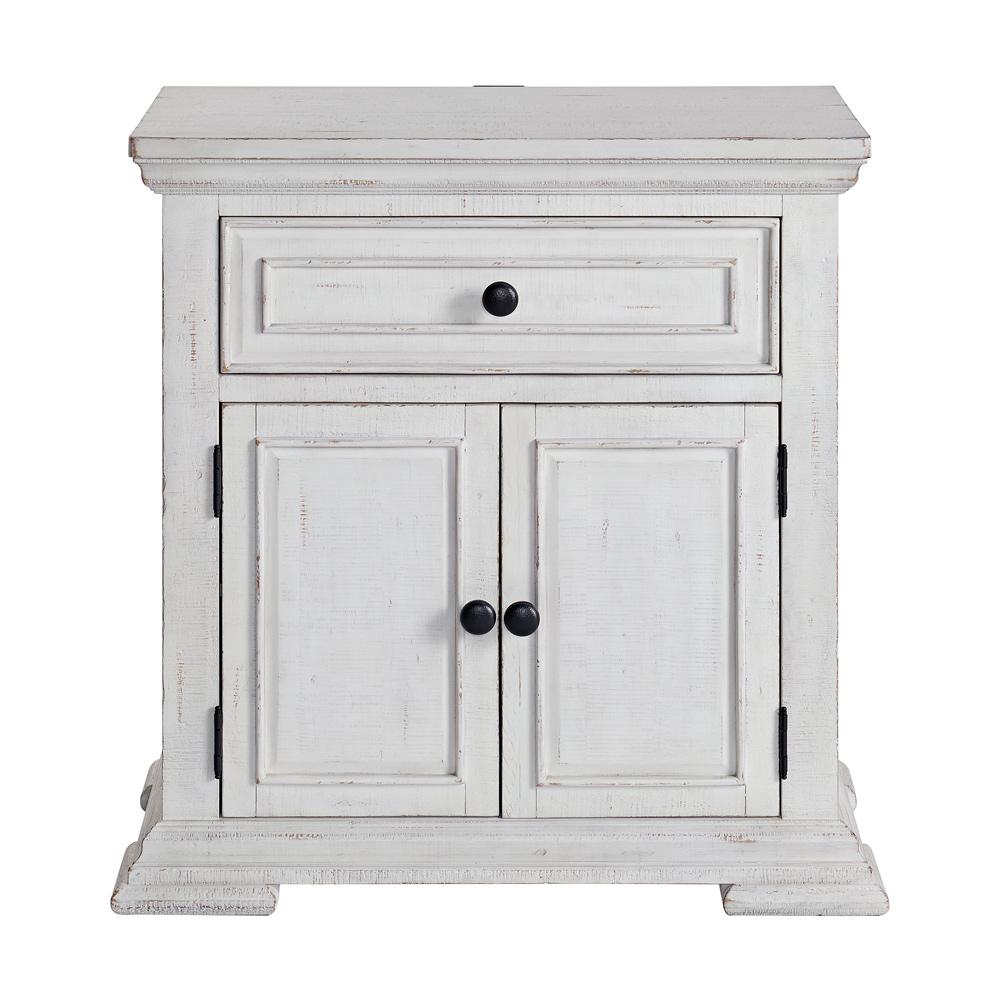 Picket House Furnishings - Hera 1-Drawer Nightstand with USB in Rustic White - B-15720-7-NS veiw 2