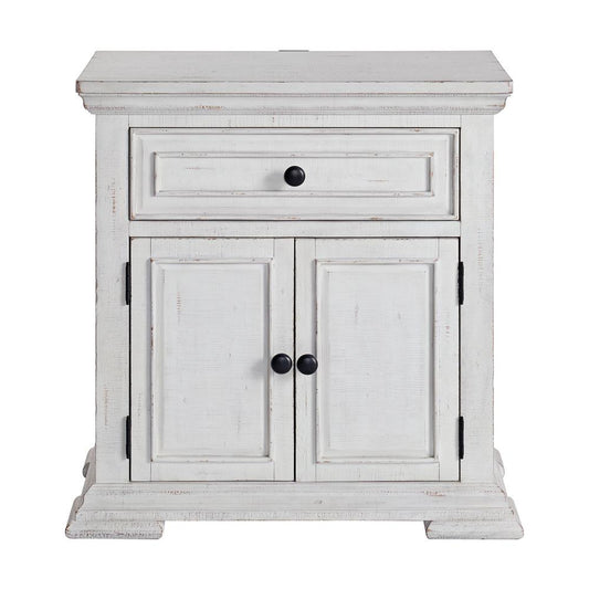 Picket House Furnishings - Hera 1-Drawer Nightstand with USB in Rustic White - B-15720-7-NS veiw 2