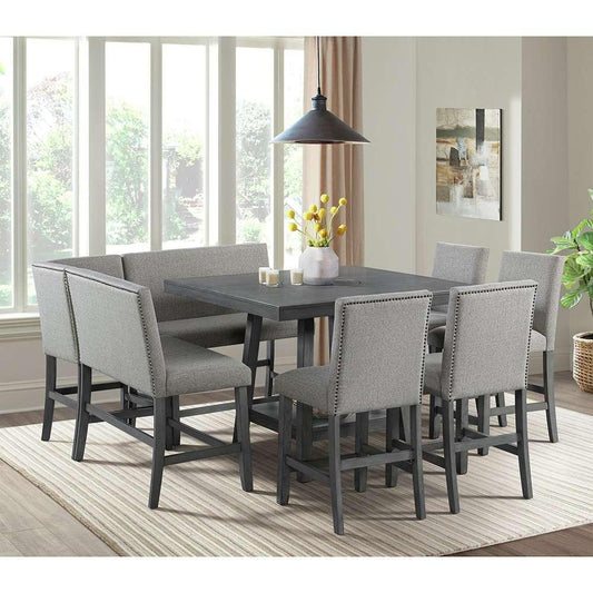 Picket House Furnishings - Hester 8PC Counter Height Dining Set in Grey-Table, Four Chairs and Complete Bench - D-7670-3-8PC veiw 2