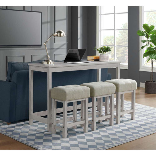 Picket House Furnishings - Holmes Bar Table Single Pack (1 Tables - 3 Stools) in White - T-6460-3-BTSP veiw 2