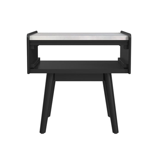 Picket House Furnishings - Indina End Table with White Marble Top in Black - T-19150-8-ET view 2