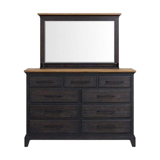 Picket House Furnishings - Johnshaven Dresser and Mirror Set in Espresso & Brown - B-16670-5-DRMR view 2