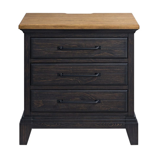 Picket House Furnishings - Johnshaven Nightstand with Charger & Sensor Light in Espresso & Brown - B-16670-5-NS view 2