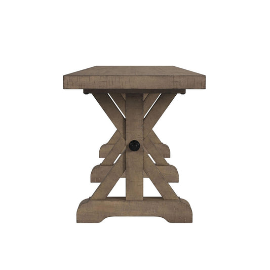 Picket House Furnishings - Marietta Dining Bench with Metal Bar cross in Medium Brown - D-12830-3-BN veiw 2