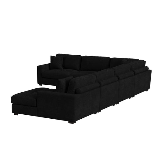 Picket House Furnishings - Mesa 6PC Sectional Set with RHF Chaise in Steno Black - U-8540-9446-RCSE-6PC view 2