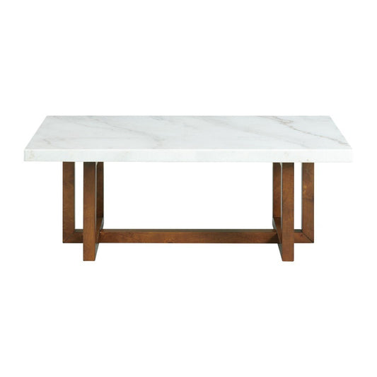 Picket House Furnishings - Meyers Marble Rectangular Coffee Table in White - CTMS100CTE veiw 2