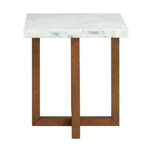 Picket House Furnishings - Meyers Marble Square End Table in White - CTMS100ETE veiw 2