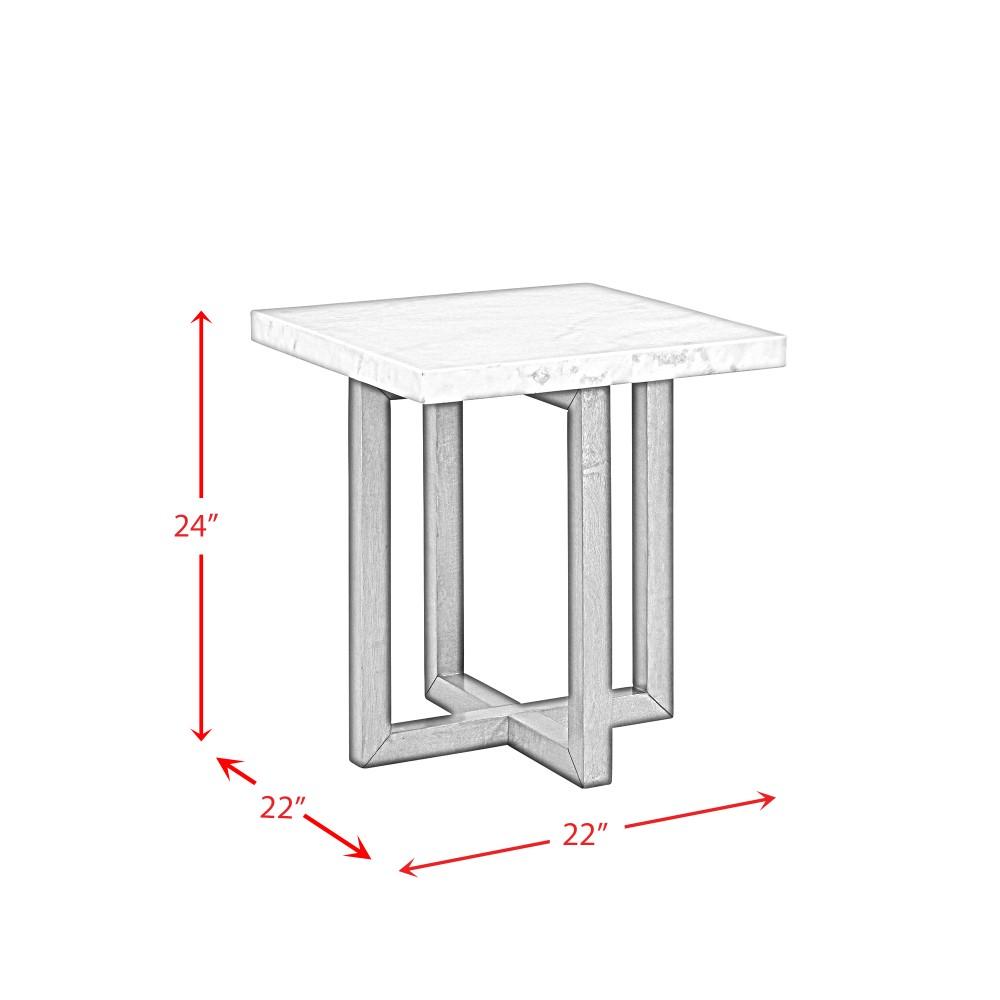 Picket House Furnishings - Meyers Marble Square End Table in White - CTMS100ETE veiw 10