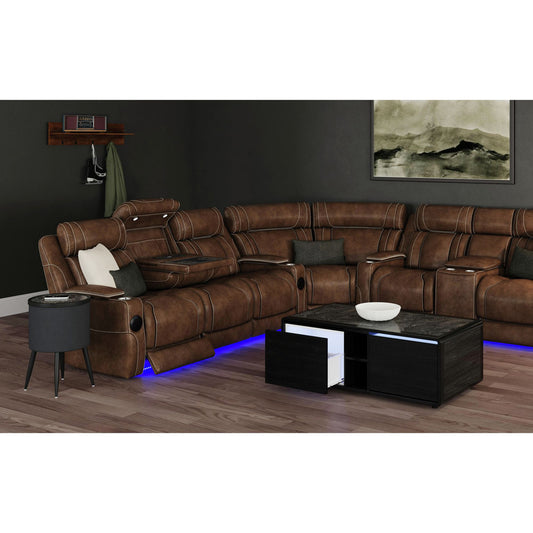 Picket House Furnishings - Nebula 2PC Smart Occasional Table Set in Black-Smart Coffee Table & Round Smart End Table - T-18400-8-CTRE-2PC view 2