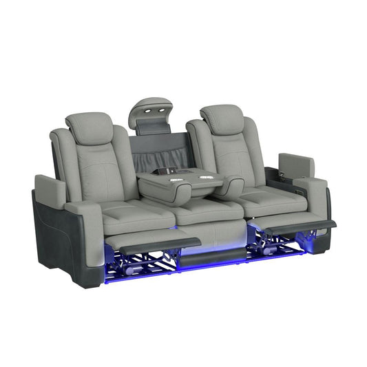 Picket House Furnishings - Niven Power Motion Sofa with Power Headrest, Led, DDT, Reading Light and PWS in Rocky Cement/Charcoal - U-13660-10562-308PP veiw 2