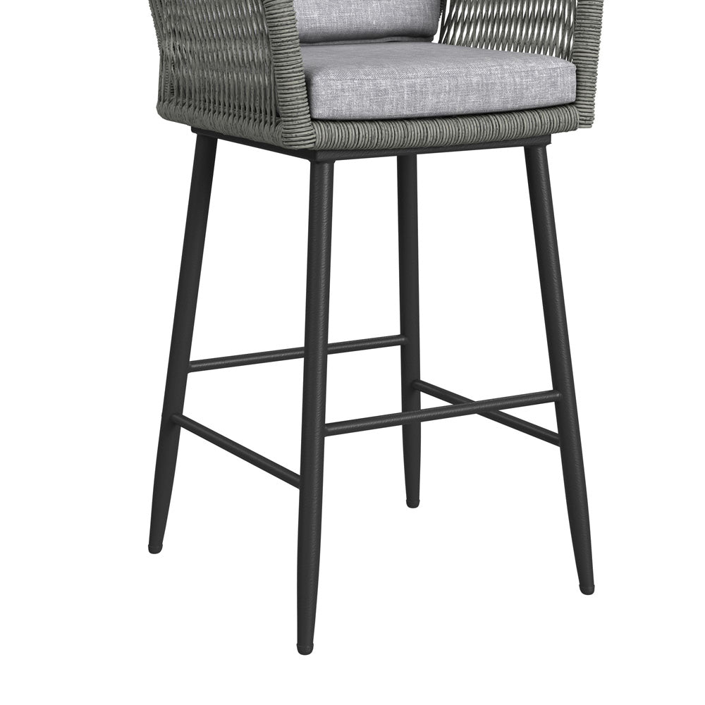 Picket House Furnishings - Orlando Barstool with Grey Fabric in Black (Set of 2) - O-3040-8-BST view 6