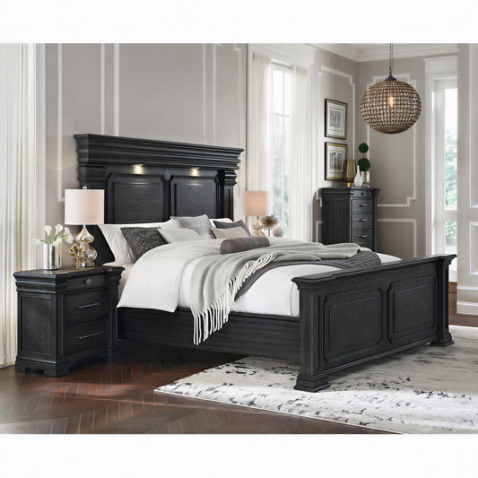 Picket House Furnishings - Paterson King 4PC Bedroom Set in Black - B.10318.KB.NSCH view 2