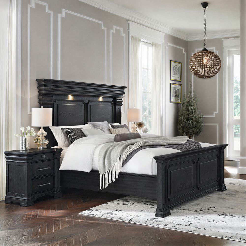 Picket House Furnishings - Paterson Queen 3PC Bedroom Set in Black - B.10318.QB.NS2 view 2