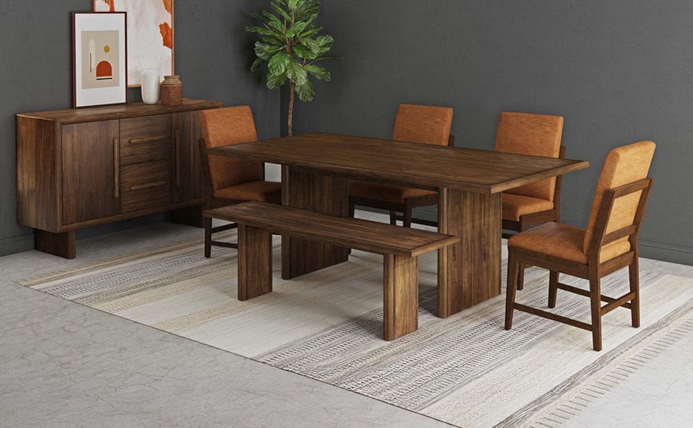 Picket House Furnishings - Perth 6PC Standard Height Dining Set in Brown-Table, Four PU Chairs & Bench - D-16760-5-DT-6PC view 8