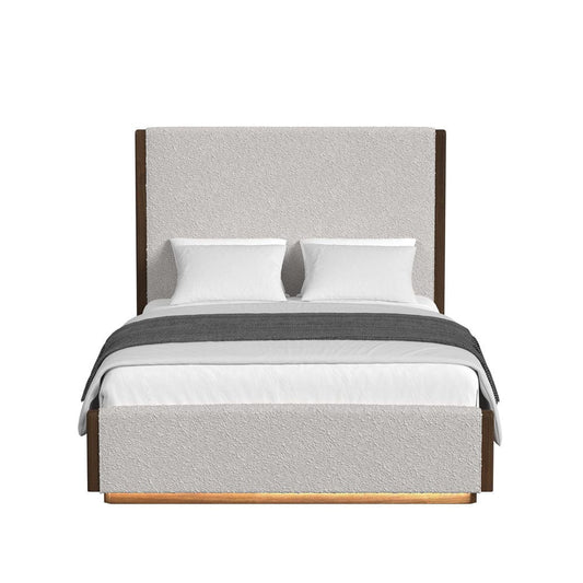 Picket House Furnishings - Perth Queen UPH Bed with Boucle Beige and LED in Brown - B-16760-5-QUB view 2