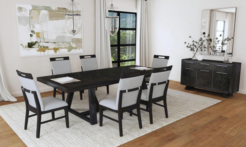 Picket House Furnishings - Pinnacle Dining Side Chair with Light Grey Fabric in Charcoal (2 Per Carton) - D-12980-3-SC veiw 3