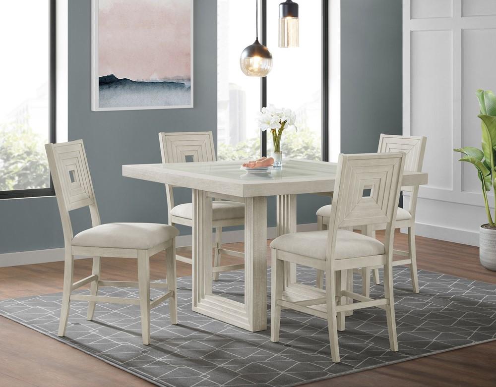 Picket House Furnishings - Rhiannon 5PC Square Counter Height Dining Set in Antique White-Table and Four Chairs - D-11600-7-SCT-5PC veiw 4