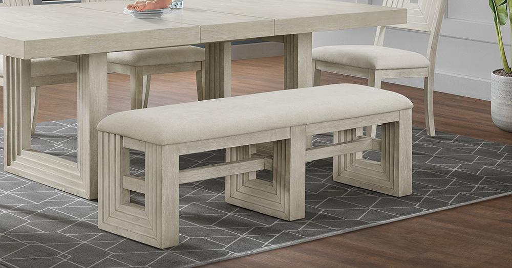 Picket House Furnishings - Rhiannon Dining Bench in Antique White - D-11600-7-BN veiw 3