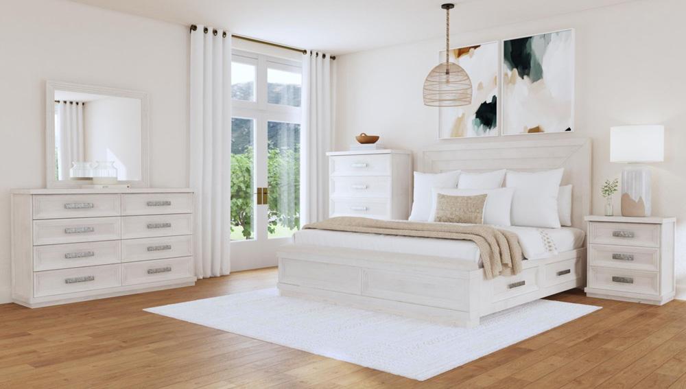 Picket House Furnishings - Rhiannon King Storage Bed in Antique White - B-11600-7-KSB veiw 4