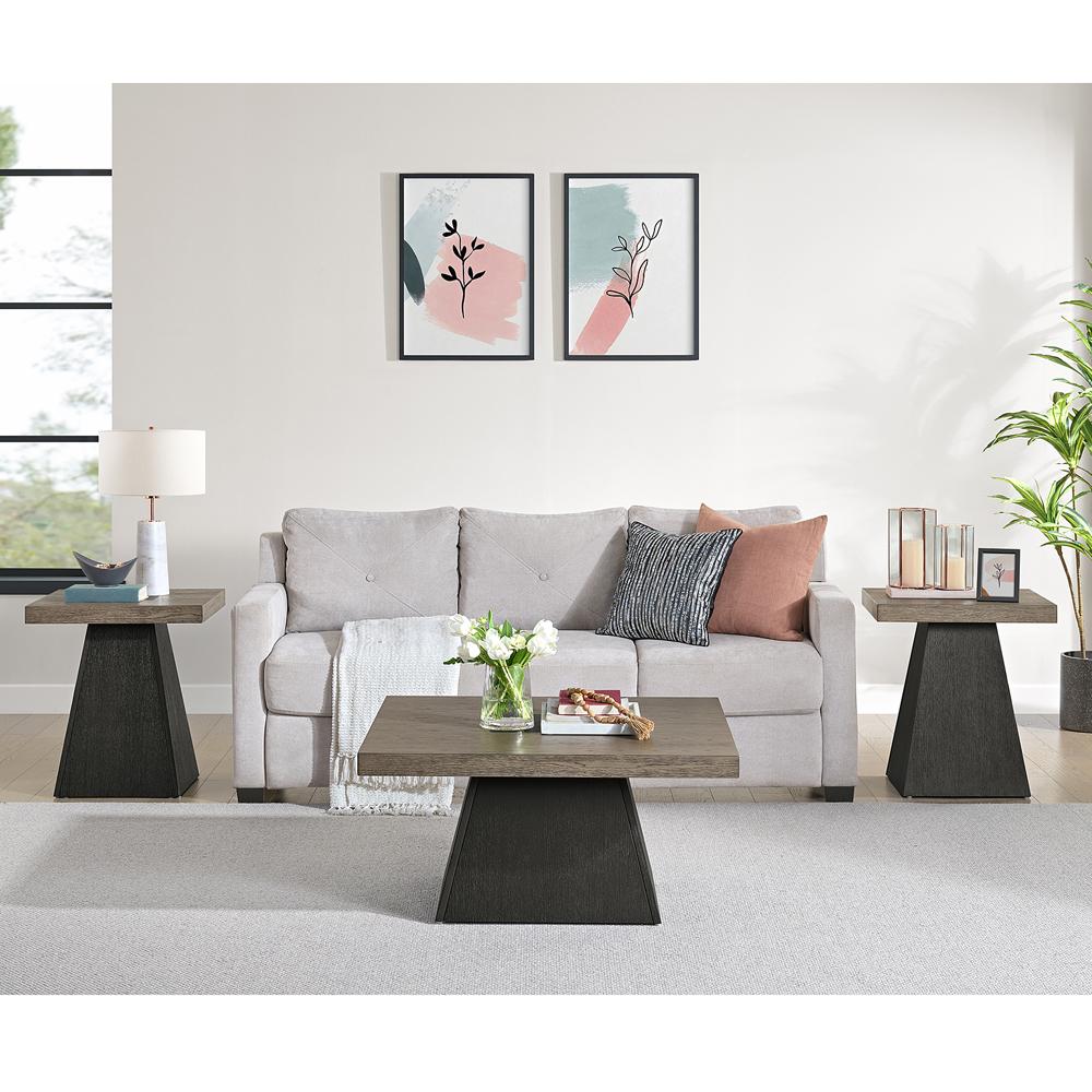 Picket House Furnishings - Rizzo 3PC Occasional Table Set in Grey and Dark Espresso-Coffee Table & Two End Table - T-7570-5-3PC veiw 4