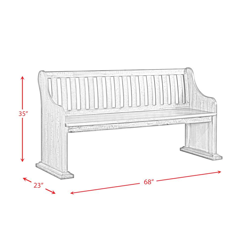 Picket House Furnishings - Stanford Pew Bench in White - DST700PW veiw 5