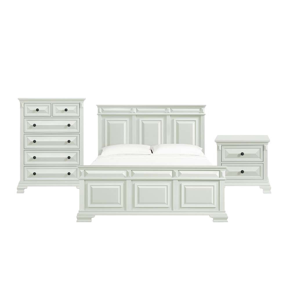 Picket House Furnishings - Sumner King Panel 3PC Bedroom Set in Antique White - B-10980-7-KB-3PC veiw 1