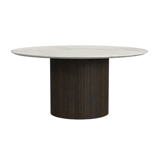 Picket House Furnishings - Sutton 2PC Occasional Table Set with White Faux Marble Top and Base in Dark Brown-Coffee Table & End Table - T-16000-5-2PC
