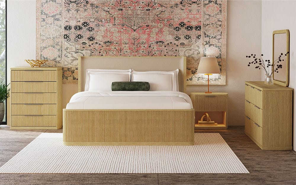Picket House Furnishings - Sutton King UPH 5PC Bedroom Set with White Fabric in Natural - B-16000-6-KUB-5PC view 7