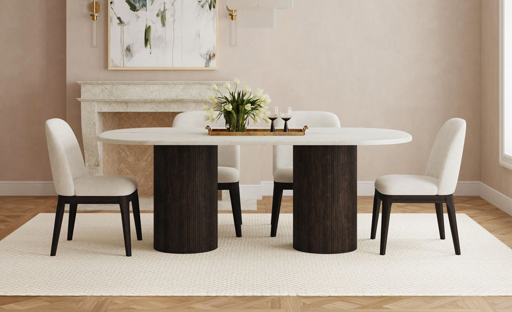 Picket House Furnishings - Sutton Oval Dining Table with White Faux Marble Top in Dark Brown - D-16000-5-DT view 5