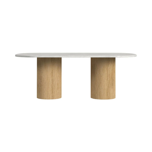 Picket House Furnishings - Sutton Oval Dining Table with White Faux Marble Top in Natural - D-16000-6-DT view 2