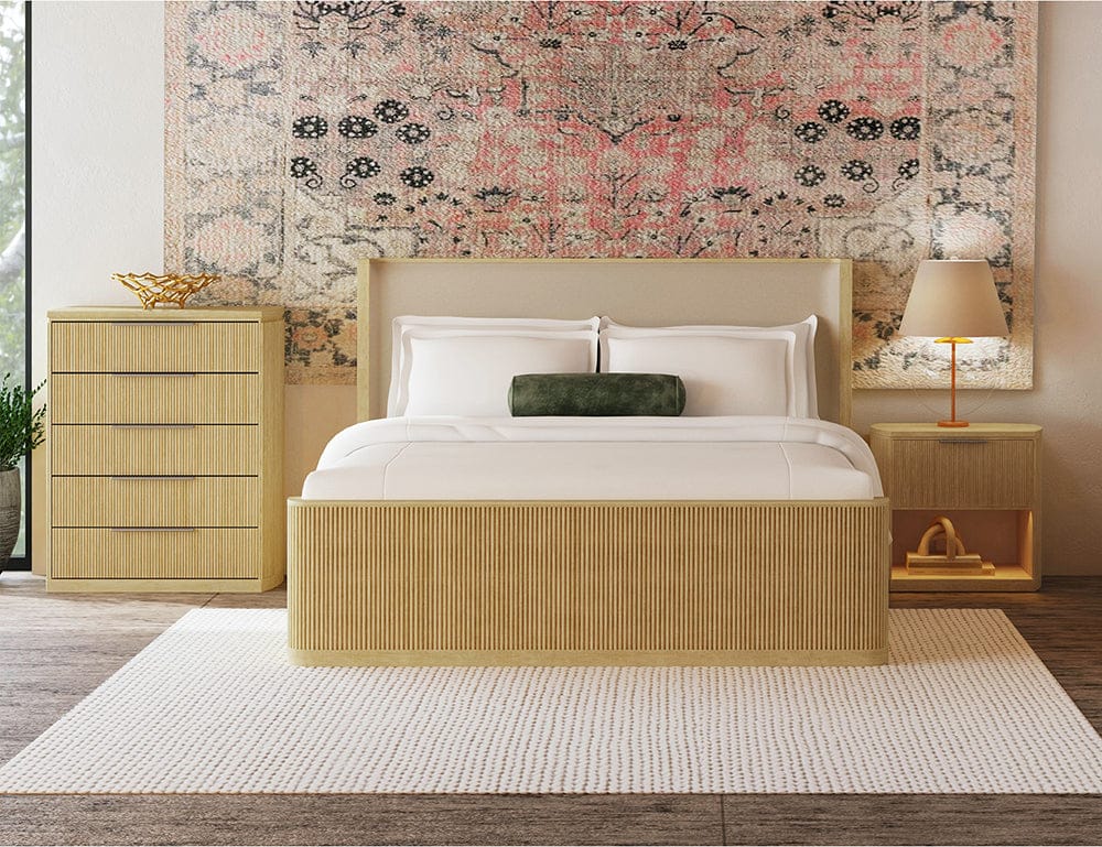 Picket House Furnishings - Sutton Queen UPH 3PC Bedroom Set with White Fabric in Natural - B-16000-6-QUB-3PC view 6