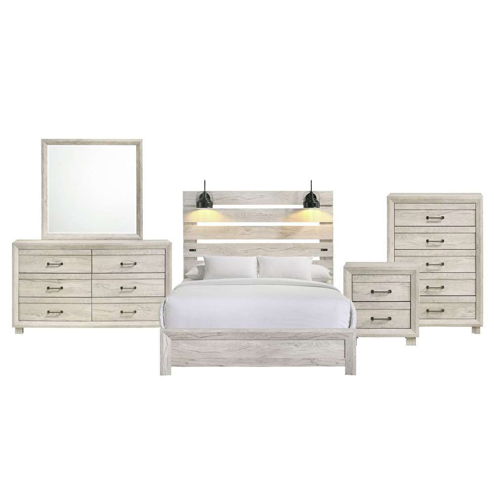 Picket House Furnishings - Tarrant Full with Lights & USB 5PC Bedroom Set in White - B-3460-7-FBL-5PC veiw 1