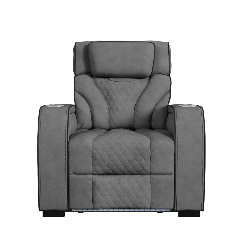 Picket House Furnishings - Tundra Motion Recliner with LED in Simba Slate and Black Welt - U-19190-11108-105 view 3
