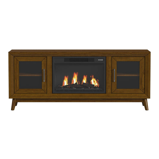 Picket House Furnishings - Veronica KIT - 60" TV Console in Walnut w/23" Fireplace Insert - LA-16550-5-TV1FPK view 2