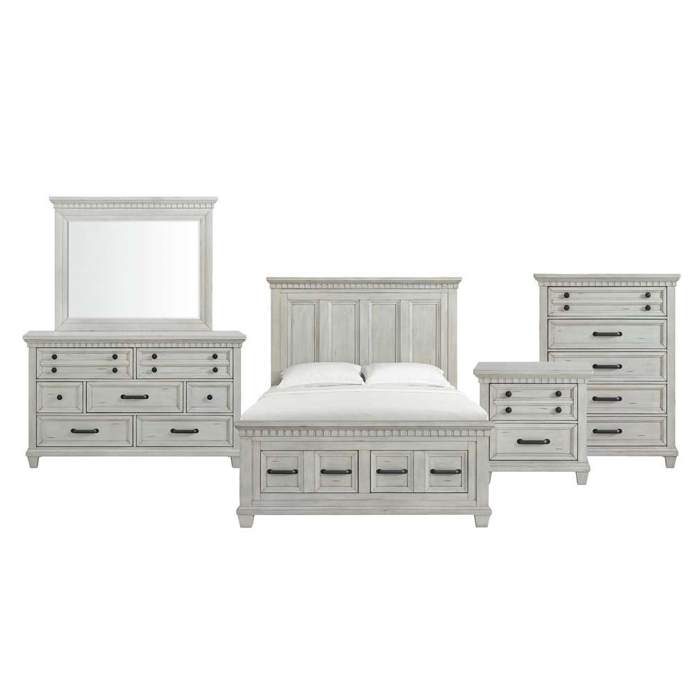Picket House Furnishings - Windom Queen Storage 5PC Bedroom Set in Antique White - B-10530-7-QSB-5PC veiw 1