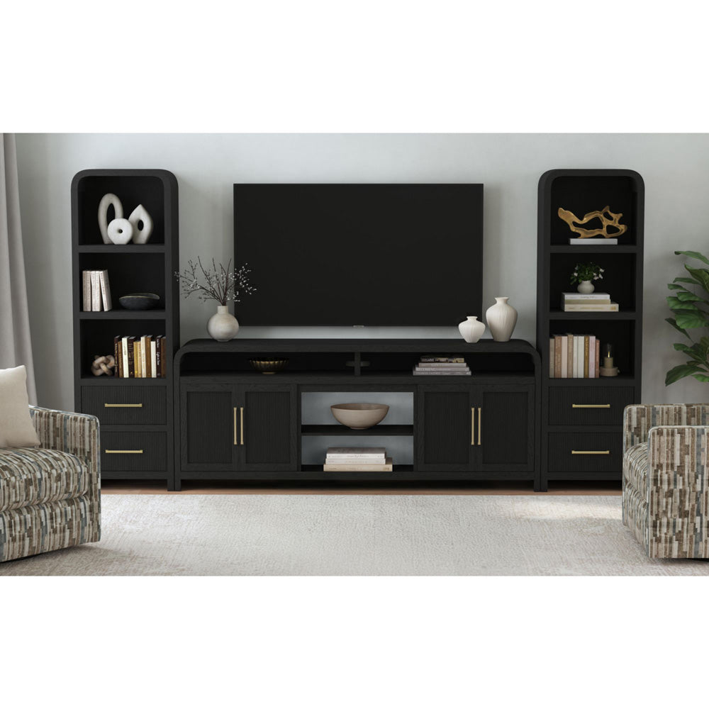 Picket House Furnishings - Woodridge 3PC Entertainment Unit With 82" TV Console in Black with Grain - LA-14440-8W-TV3-3PC view 7