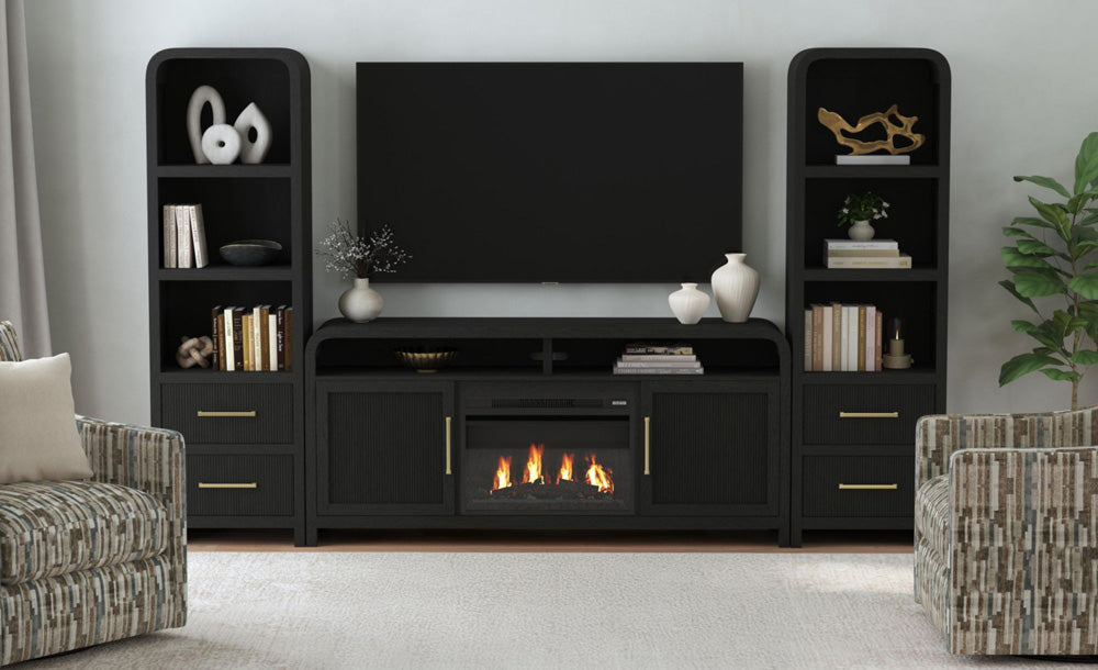 Picket House Furnishings - Woodridge 4PC Entertainment Unit With 70" TV Console in Black with Grain - LA-14440-8W-TV1-4PC view 12