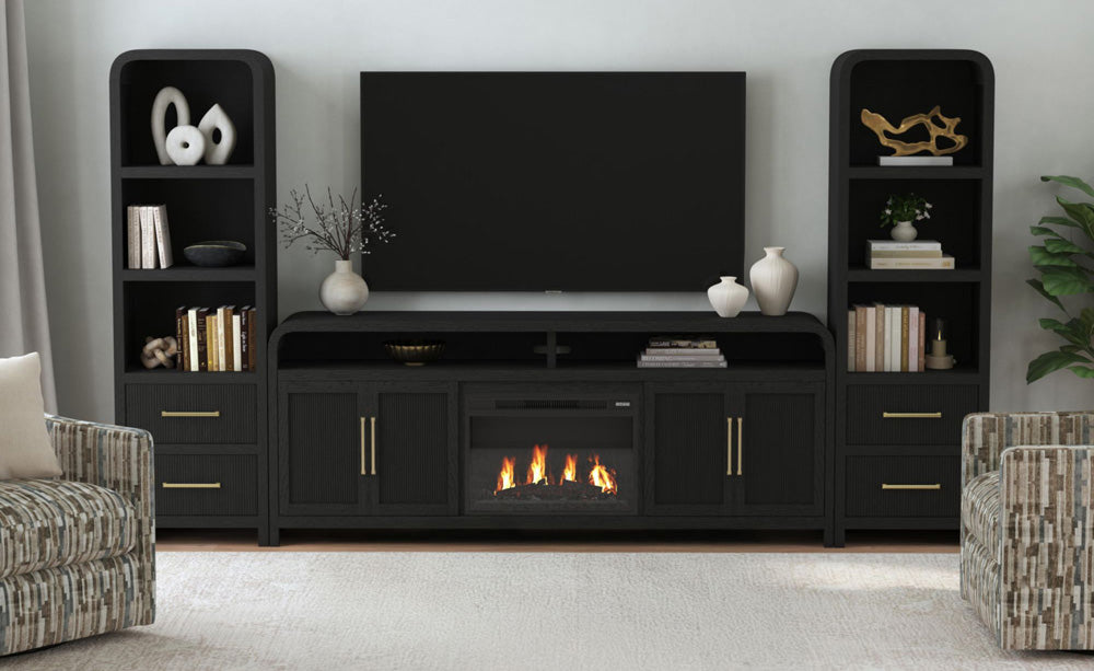 Picket House Furnishings - Woodridge 4PC Entertainment Unit With 82" TV Console in Black with Grain - LA-14440-8W-TV3-4PC view 12