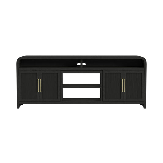 Picket House Furnishings - Woodridge 82" TV Console without Fireplace Insert in Black with Grain - LA-14440-8W-TV3 view 2